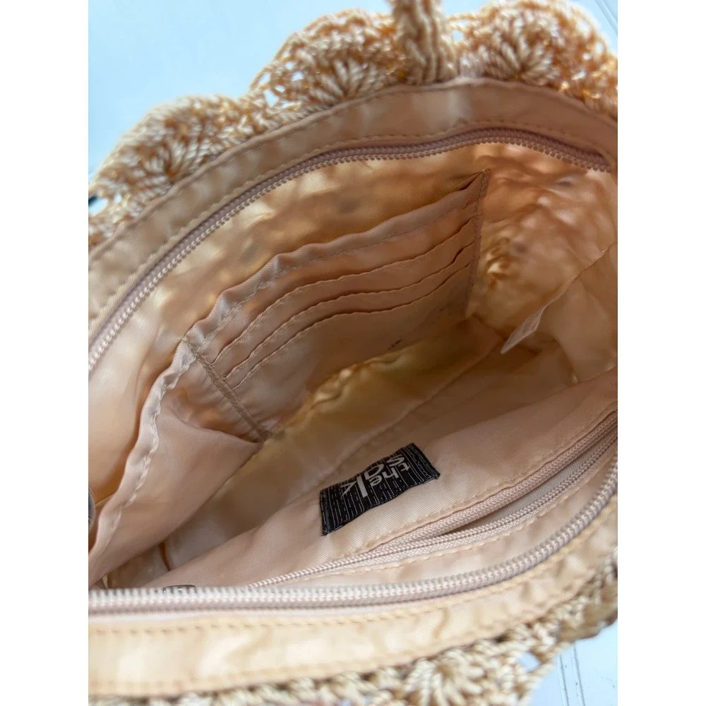 The Sak Vintage Y2K Crochet Beaded Boho Knit Summer Shoulder Bag Purse